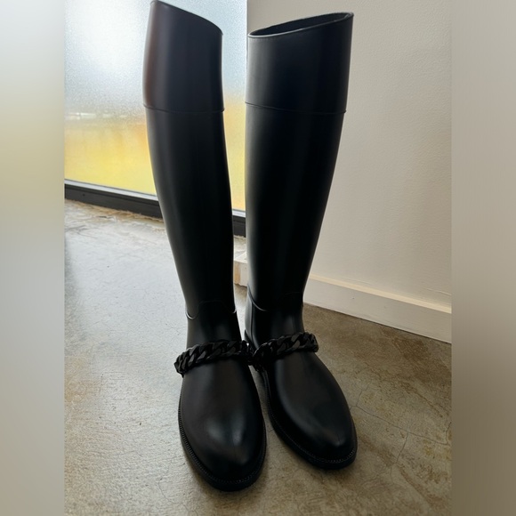 Givenchy black rain boots with chain link accents size 37 - Picture 12 of 16